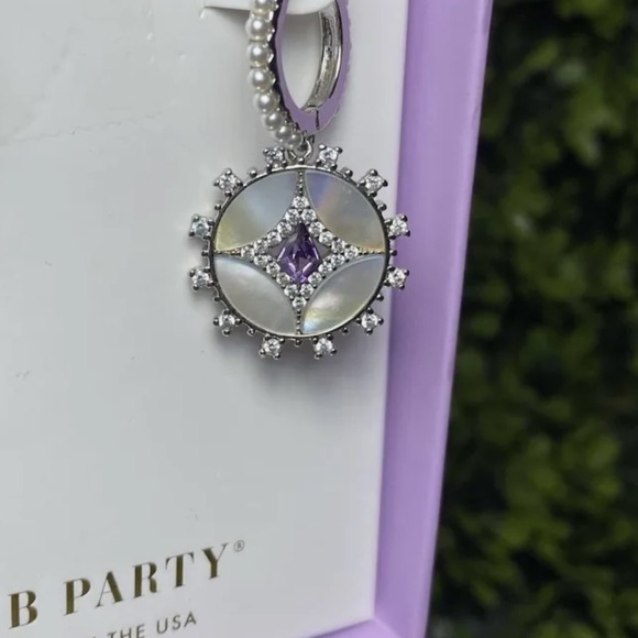 Bomb Party Silver and Purple Dangle Earrings - Picture 6 of 9